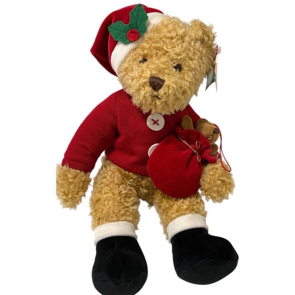 Sammy Santa Bear Christmas 10" Plush Russ Berrie Holiday Stuffed Teddy NWT VTG